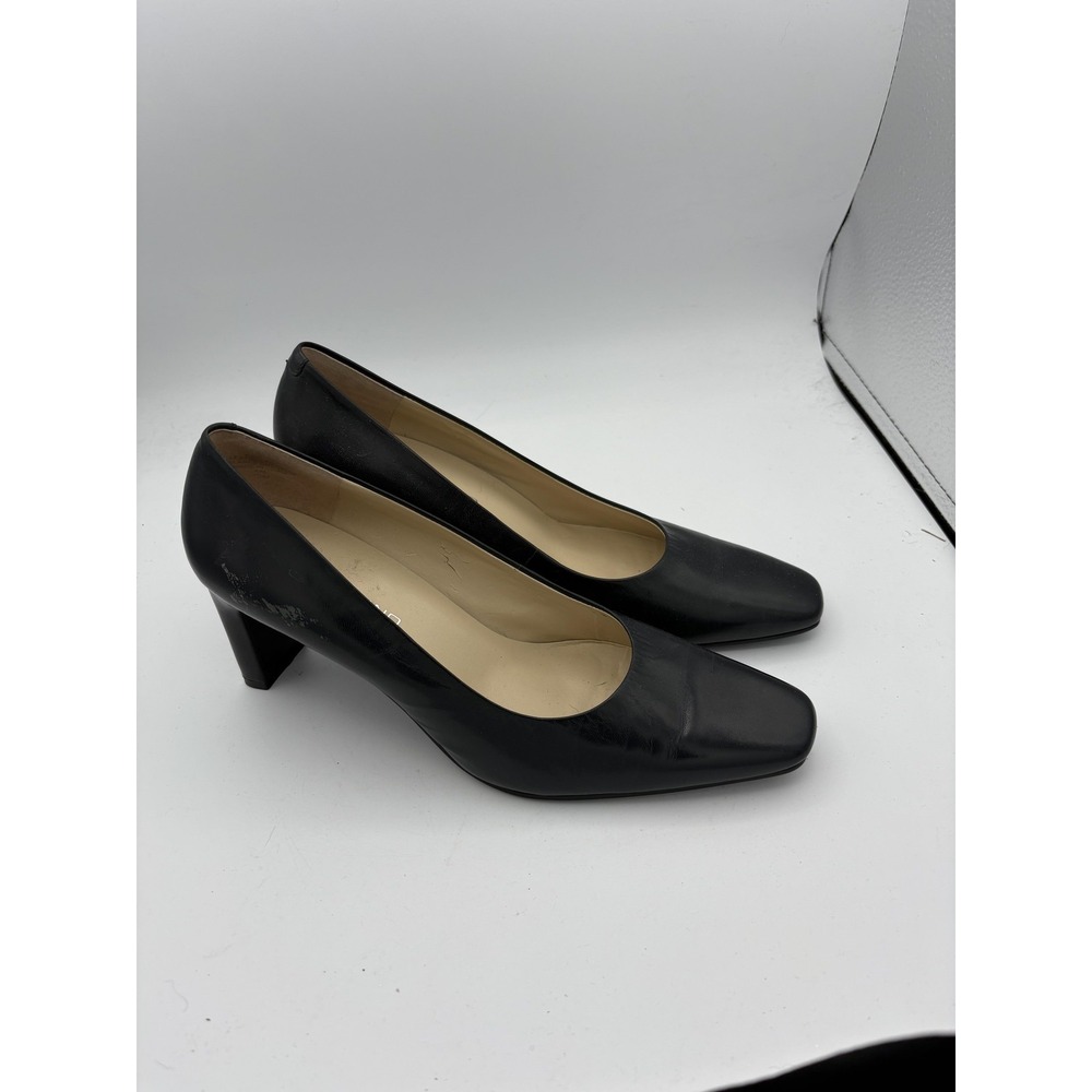 Bandolino Shoes Womens Size 7.5 Black Square Toe Block‎ Heel Pumps Dress